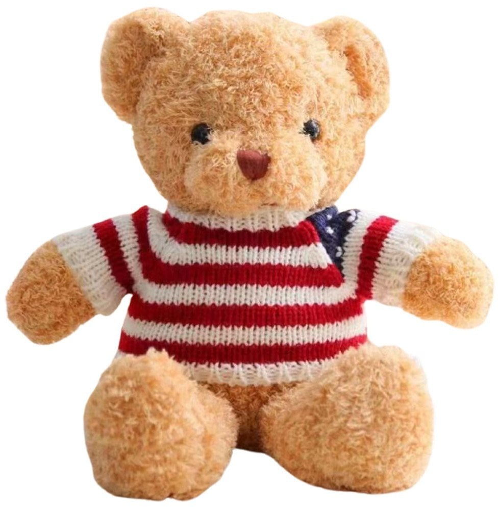 LeanToys Pluszowa Maskotka Przytulanka Miś W Koszulce W Paski Kremowy 32cm