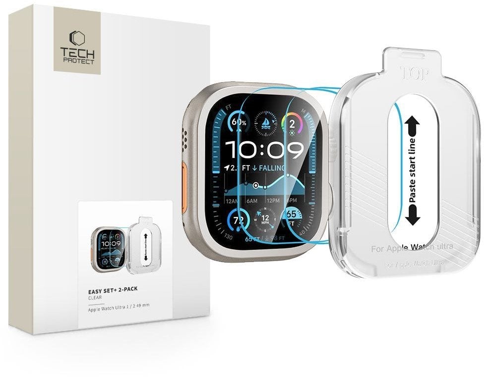 SZKŁO HARTOWANE TECH-PROTECT EASY SET+ 2-PACK APPLE WATCH ULTRA 1 / 2 (49 MM) CLEAR
