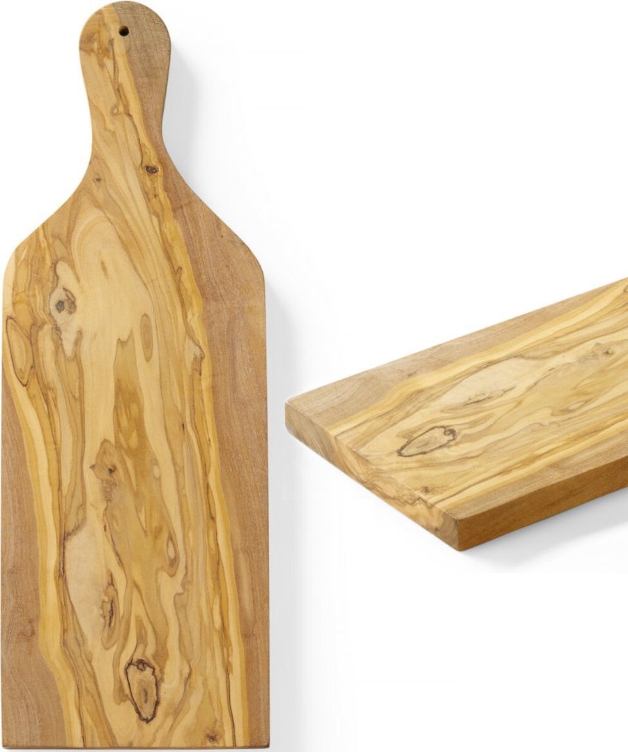 Deska do krojenia Hendi Deska do serwowania z drewna oliwnego z uchwytem 400 x 140 x 18 mm - 505250