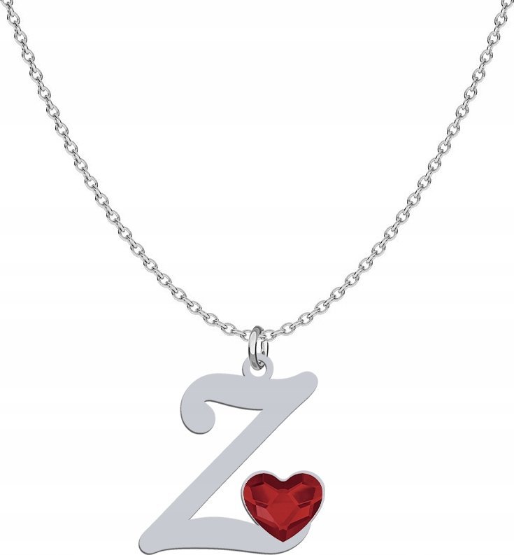 Radziszewska Jewellery Srebrny Naszyjnik LITERA Z z sercem DEDYKACJA GRAT