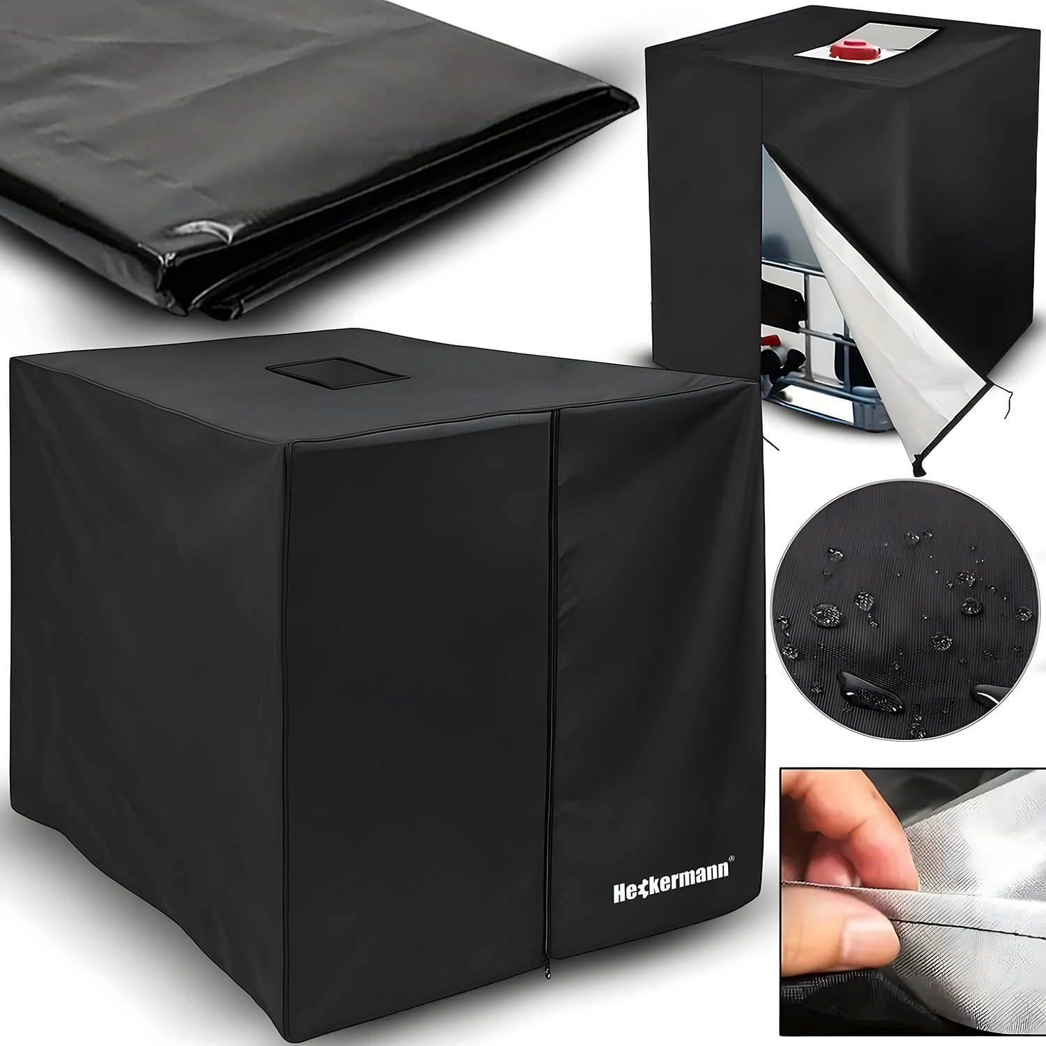 Pokrowiec zbiornika na wodę MAUZER IBC 1000L Heckermann AL-06 Czarny 3 warstwy