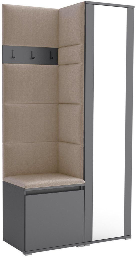 Tapicerowana garderoba Noris VI z lustrem - antracyt + tkanina Trinity 04