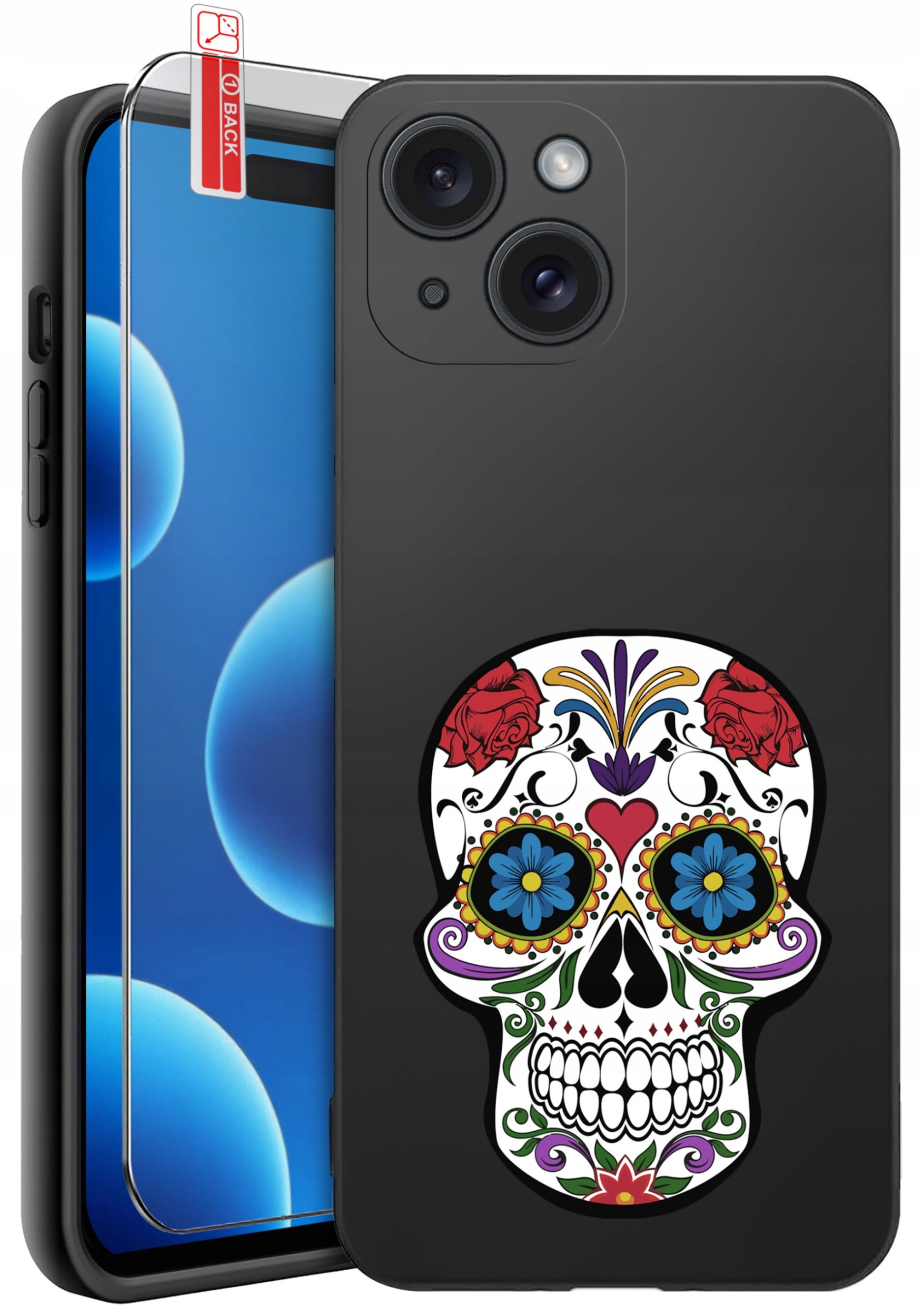 ETUI do iPhone 15 | WZORY | SILIKONOWE MATT CASE + SZKŁO 9H