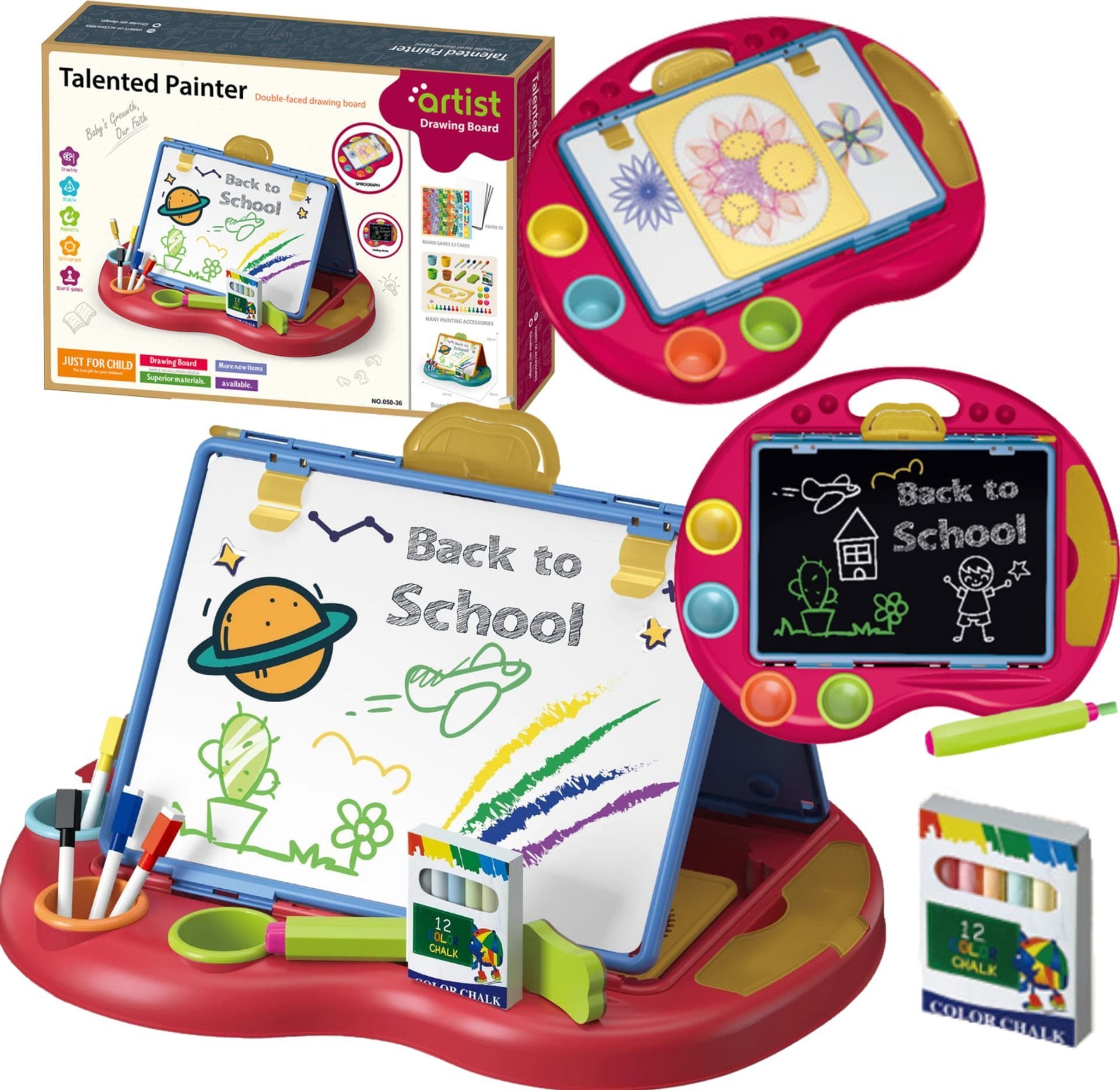 ProNice DWUSTRONNA TABLICA KREŚLARSKA EDUKACYJNA GRY PLANSZOWE ZESTAW MAŁY ARTYSTA