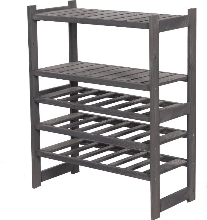 Wamar-Sosenka Regał drewniany do spiżarni LSR P2W3S0 Szary Półki proste 2 szt, Półki na wino 3 szt, Drewno sosnowe