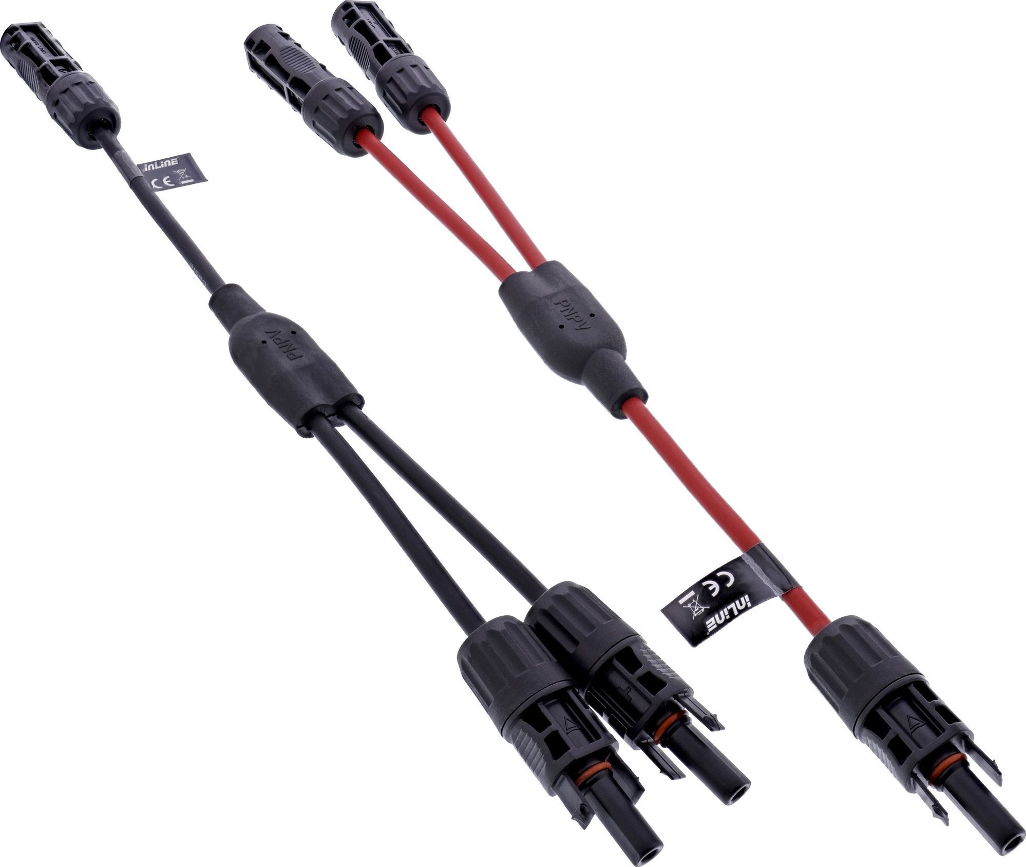 InLine® Solarkabel 2-fach Verteiler-Set schwarz/rot 0,36m