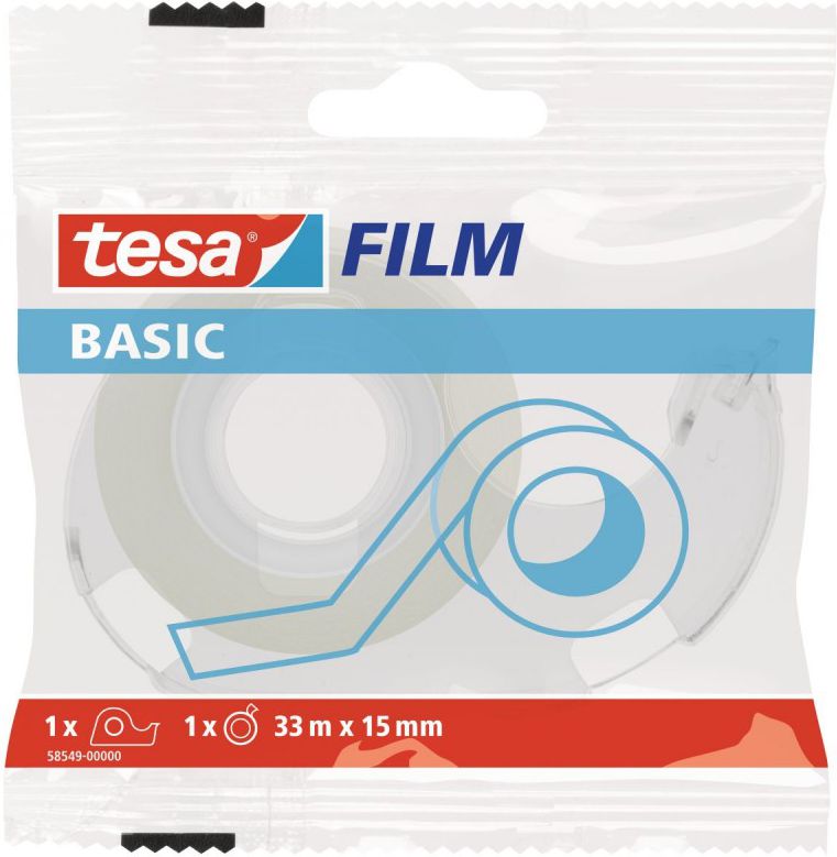 Tesa Taśma biurowa tesafilm® BASIC 33m x 15mm + dyspenser (58549-00000-00)