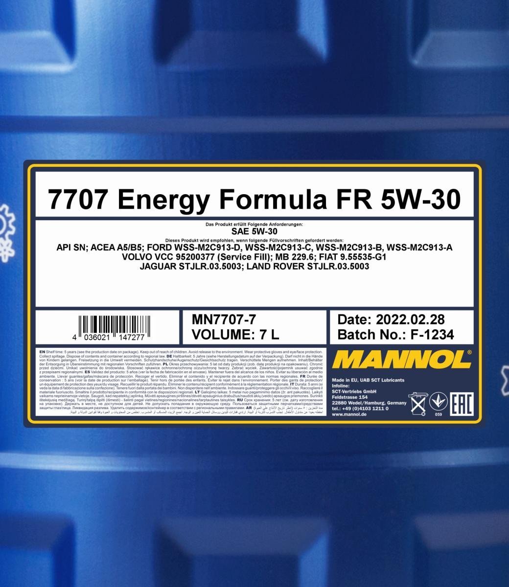 Alyva Energy Formula FR 5W/30 sintetinė varikliams 7 L