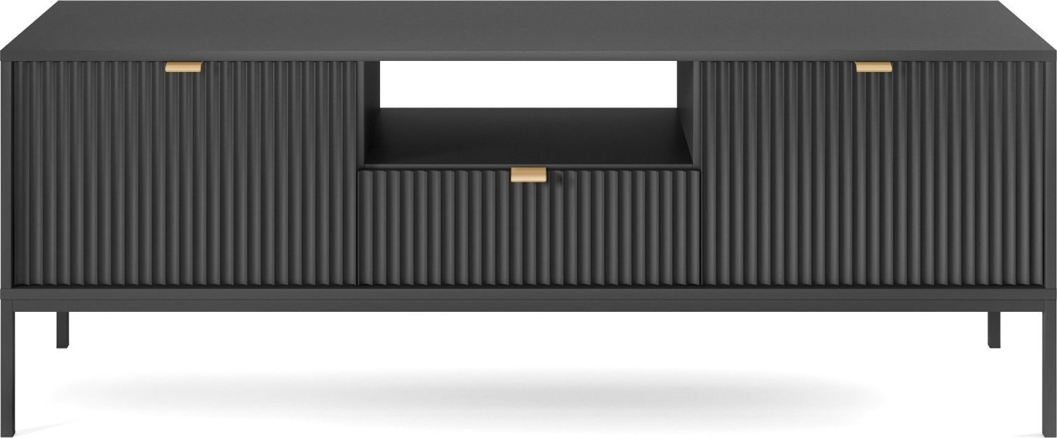 Intesi Szafka RTV Delicious ryflowana czarna