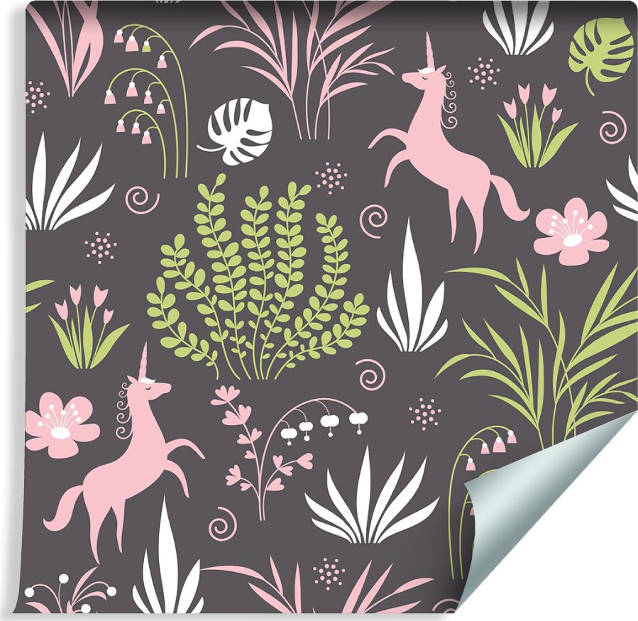 Muralo Tapeta Dla Dzieci - Jednorożce i Rośliny