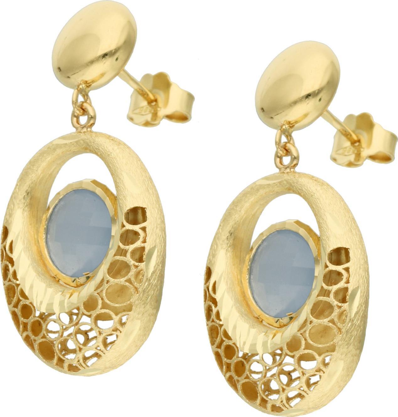 Rosanto Złote kolczyki z kwarcem niebieskim 585 14k