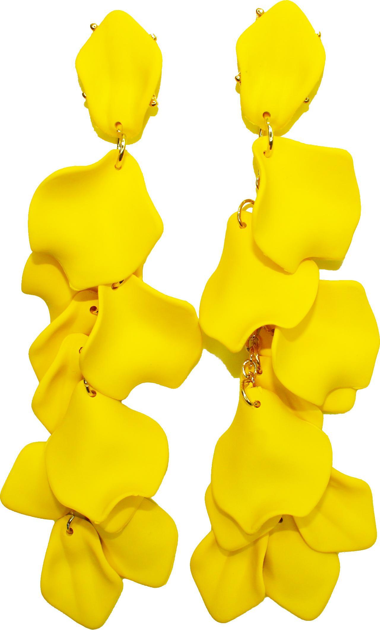 KOKONET Kolczyki żółte MODNE złote płatki listki długie