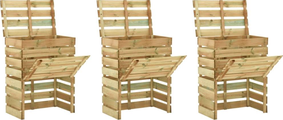 vidaXL Kompostowniki z listew 3 szt., 80x50x100 cm, impregnowana sosna