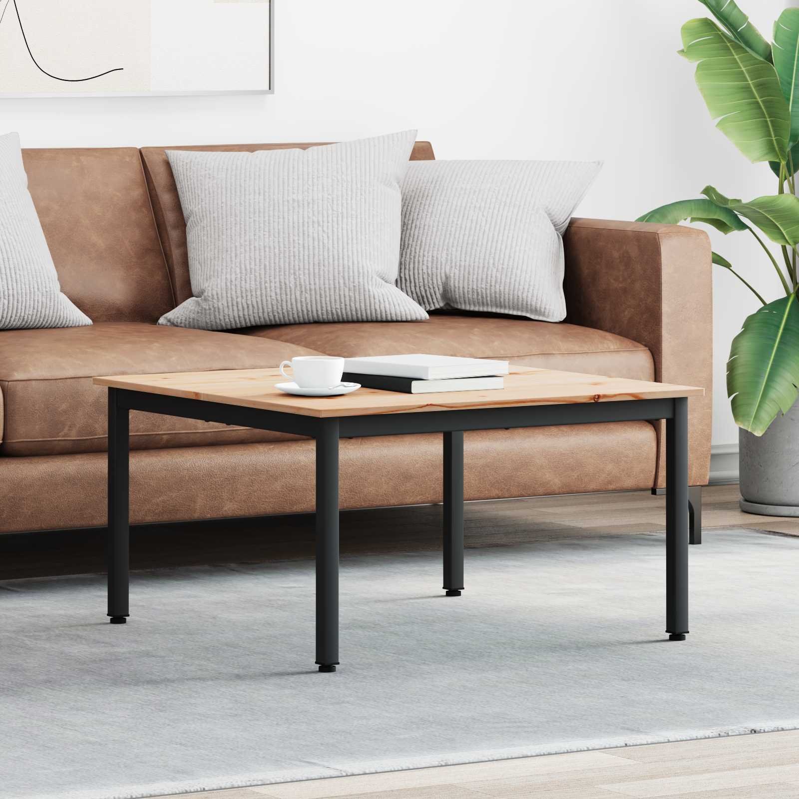 vidaXL Stolik kawowy Naturalny 80 x 80 x 45 cm Lekkie sosnowe drewno