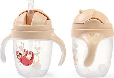 BabyOno 1464/04 KUBEK NIEKAPEK Z OBCIĄŻONĄ SŁOMKĄ BEŻOWY