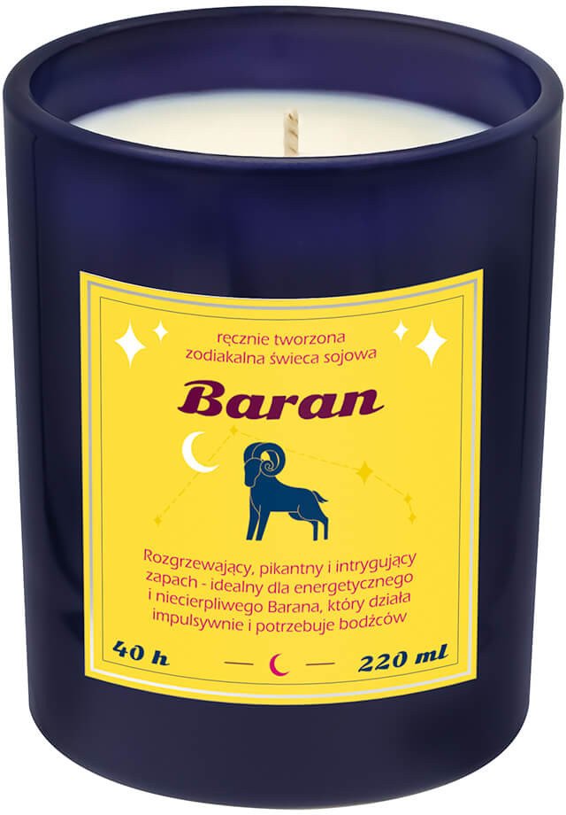 Cup&You Świeca zodiakalna zapachowa BARAN - bezpieczna, ręcznie robiona w szklanym słoiczku na prezent upominek dla osoby ze znakiem zodiaku BARANA