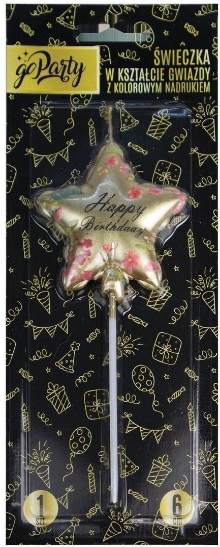 Świeczka w kształcie gwiazdy Happy Birthday