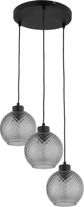 Lampa sufitowa wisząca 110cm Czarna z 3 szklanymi grafitowymi kloszami
