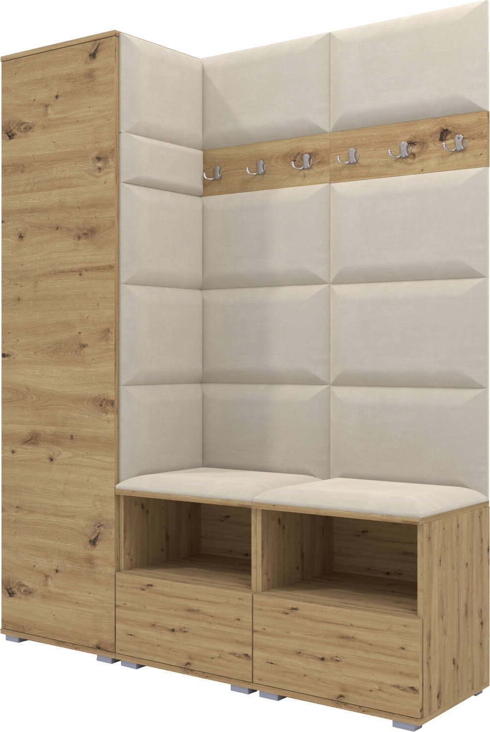 Ravio Tapicerowana garderoba Nela II - kolor dąb artisan + tkanina Trinity 01