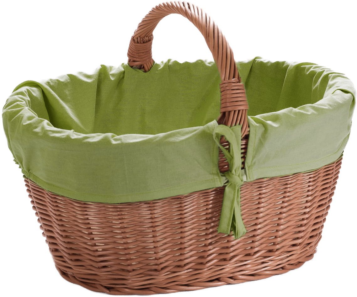 Wiklinowy kosz ozdobny uchwyt zakupowy ogrodowy piknik z obszyciem