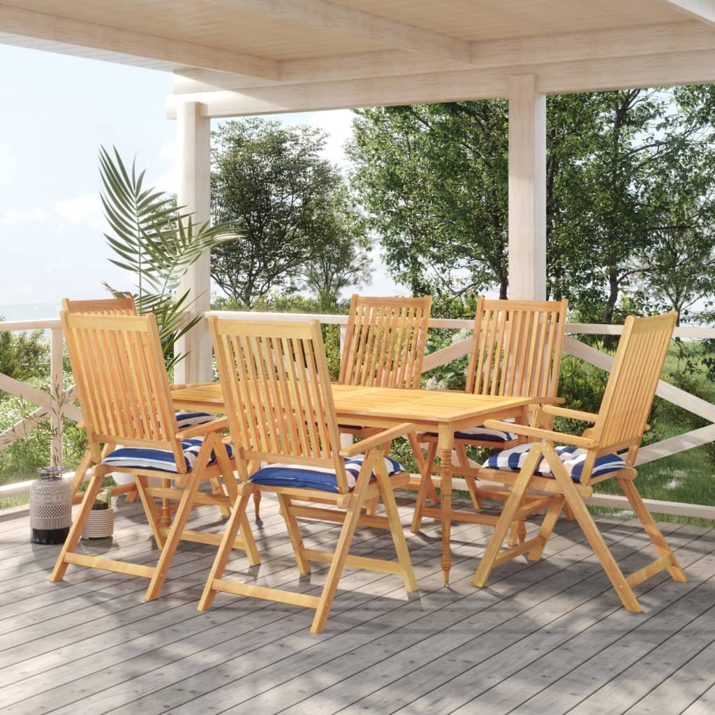 vidaXL Poduszki na krzesło, 6 szt., niebiesko-białe paski, 50x50x7 cm