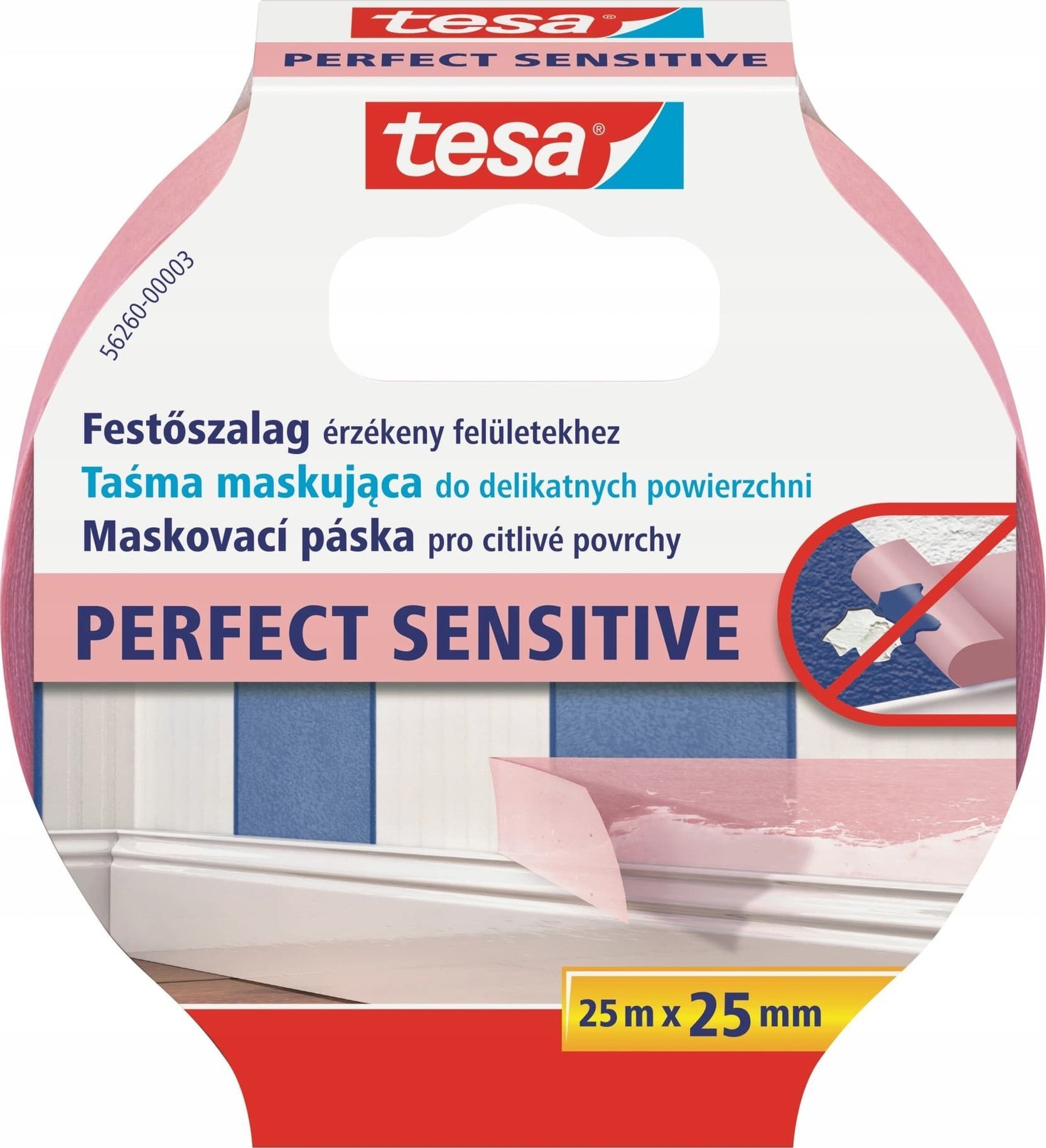 Tesa Taśma malarska, precyzyjna do wnętrz 7dni 25m:25mm,róż