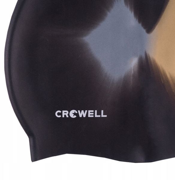 Crowell CZEPEK PŁYWACKI SILIKONOWY CZARNY ZŁOTY MULTIKOLOR