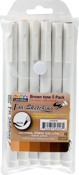 Cienkopisy graficzne do szkiców ciemnobrązowe 6szt