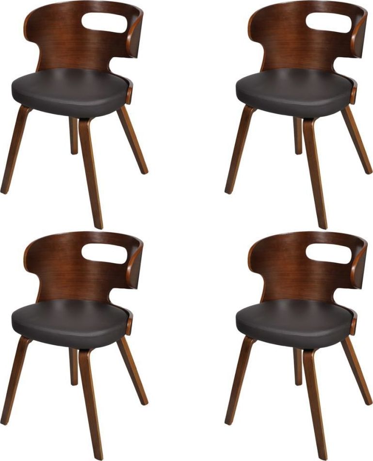 vidaXL Krzesła stołowe, 4 szt., brązowe, gięte drewno i sztuczna skóra