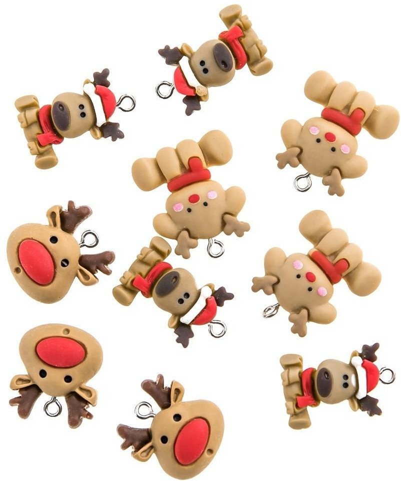 Zawieszki polimerowe 3D - Jolly reindeers 10szt