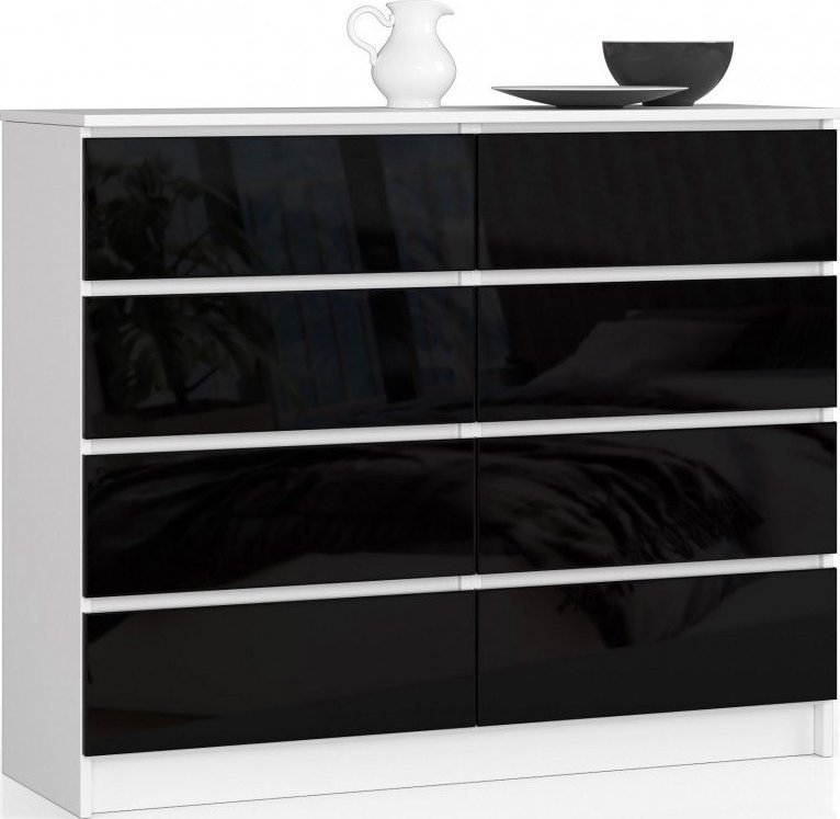 Elior Komoda do biura biała + czarny połysk - Dalmos 4X