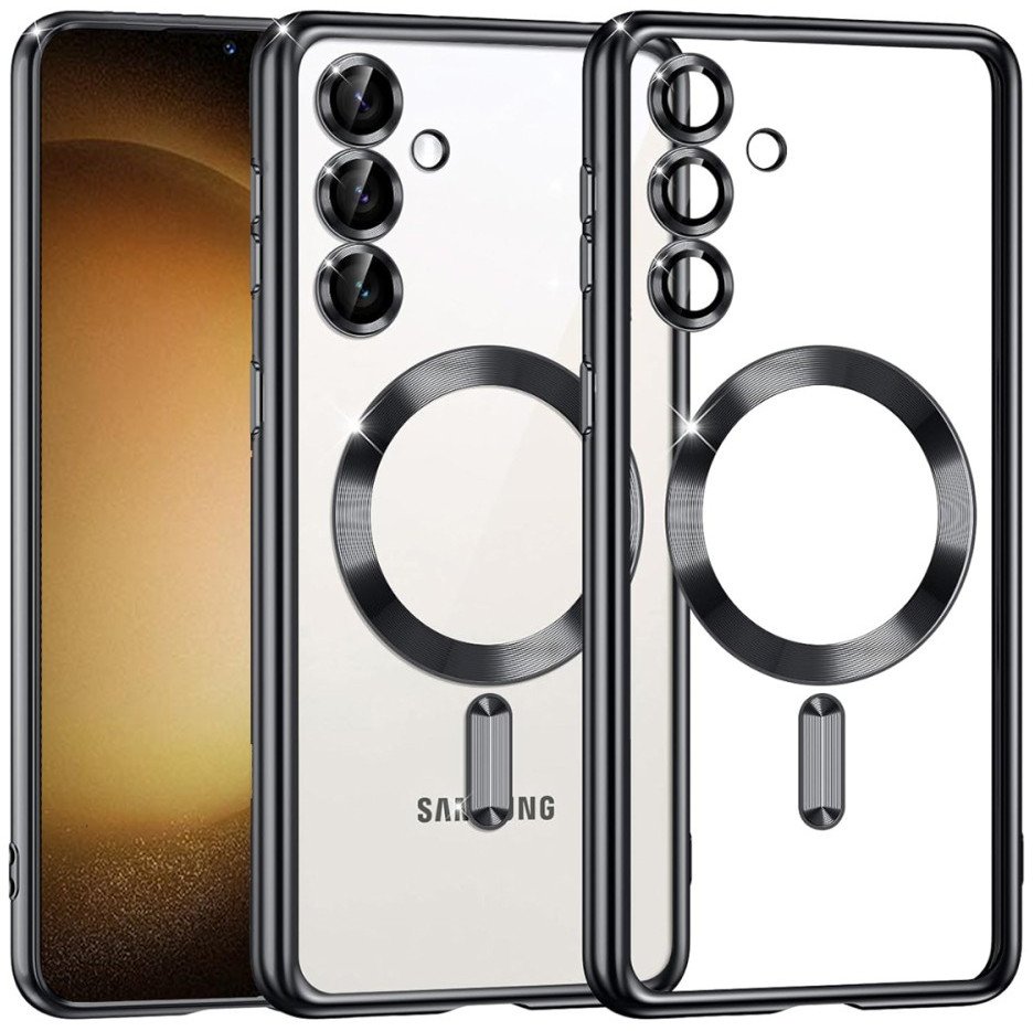 Etui Supero magnetyczne tpuplating do Samsung Galaxy S25 Plus/S24 Plus, przezroczysto-czarne