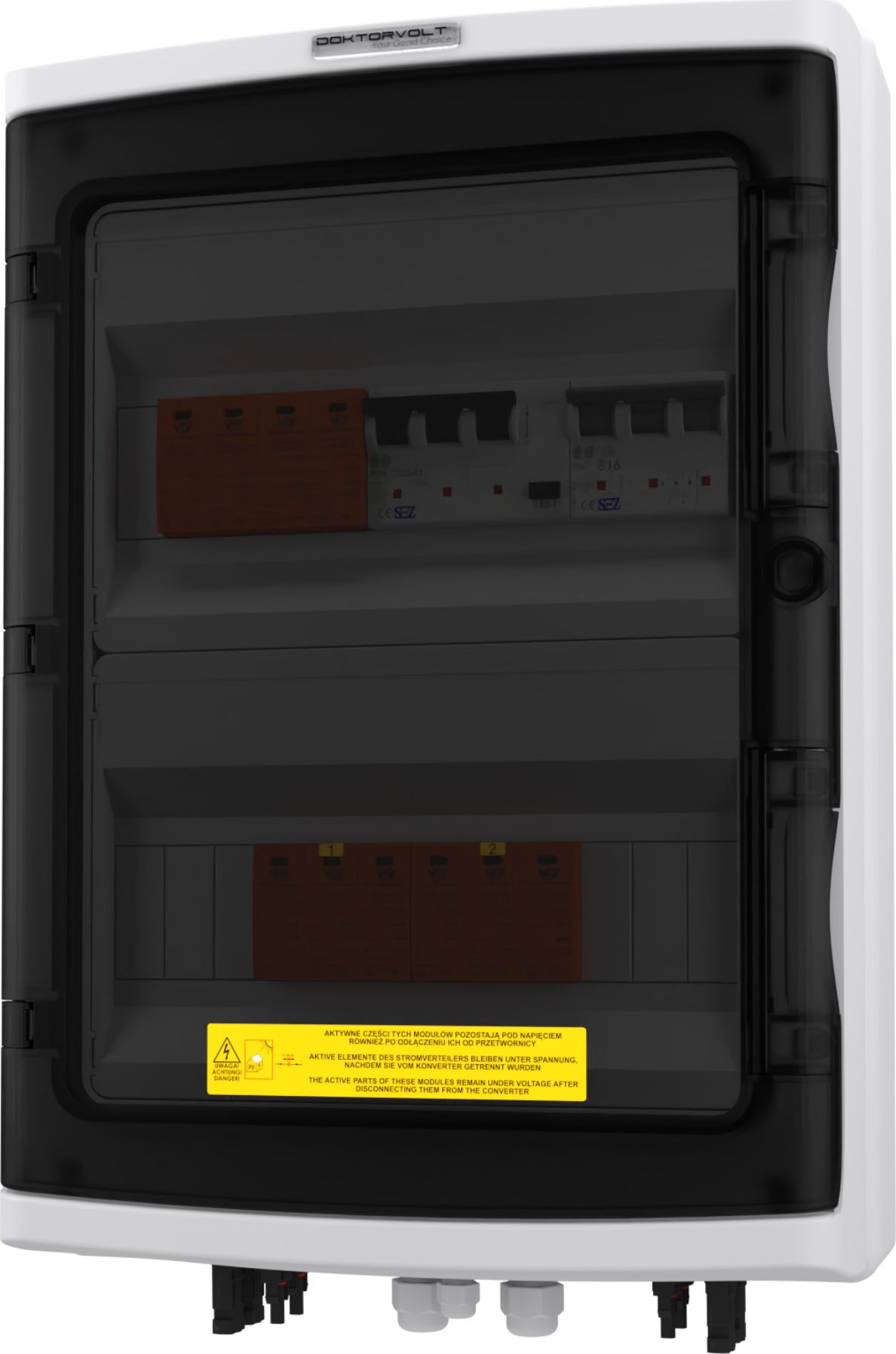 Doktorvolt Rozdzielnica PV fotowoltaiczna solarna AC DC 1000V 2 Stringi B16 25A 300mA Doktorvolt 2483