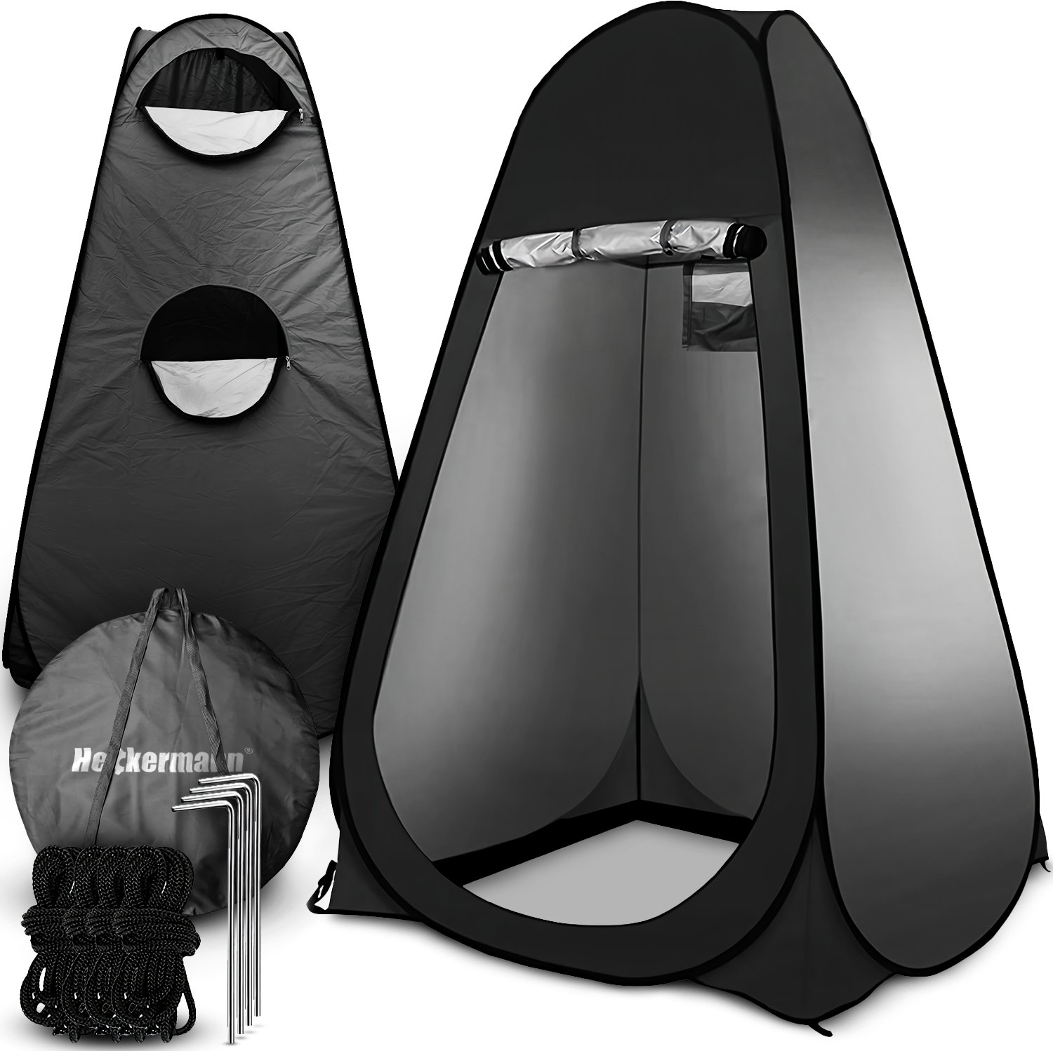 Namiot plażowy przebieralnia turystyczna przenośna toaleta kemping Heckermann Czarna 150cm