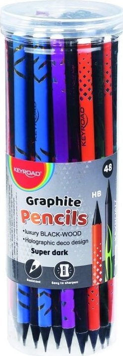 Keyroad Ołówek Drewniany Keyroad, Hb, Okrągły, Holograficzny, 48 Szt., W Tubie