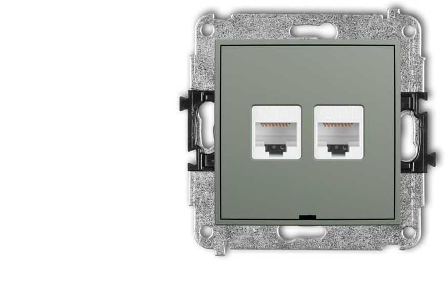 MINI Mechanizm gniazda komputerowego podwójnego 2xRJ45, kat. 5e, 8-stykowy, bez pola opisowego szałwiowy 61MGKBO-2