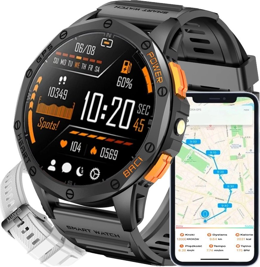 Zegarek męski SMARTWATCH GRAVITY GT24-2 BK/BK/WH PROF