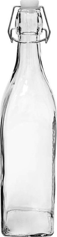 Tragar Butelka szklana Kwadrat na Wino z klipsem 250ml