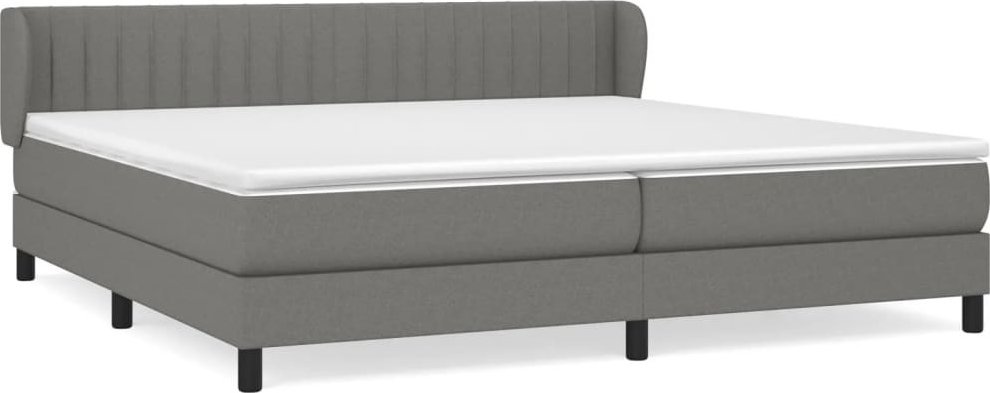Łóżko Kontynentalne Z Materacem, Ciemnoszara Tkanina 200X200 Cm