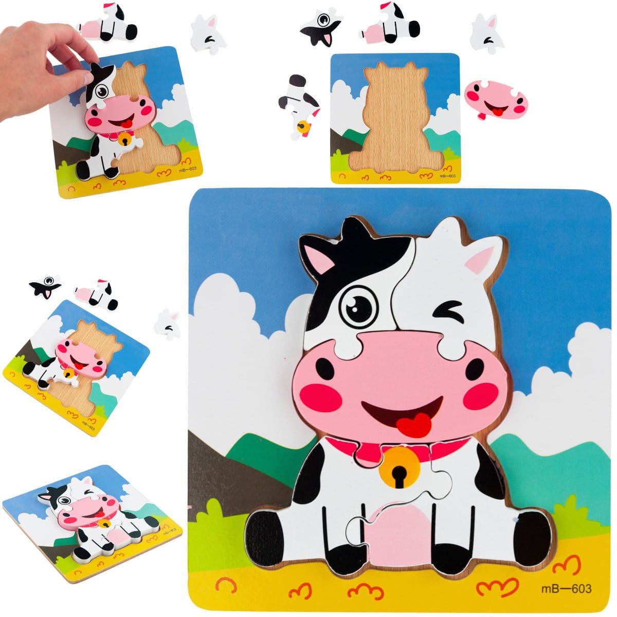 TG67017 UKŁADANKA DREWNIANA PUZZLE KRÓWKA EDUKACYJNA KLOCKI