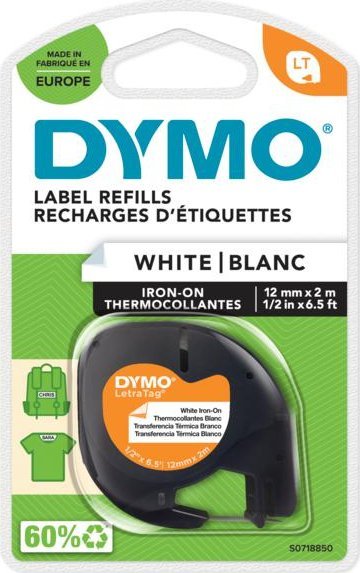 Dymo Dymo oryginalny taśma do drukarek etykiet, Dymo, S0718850, czarny druk/biały podkład, 2m, 12mm, LetraTag taśma metalizowana