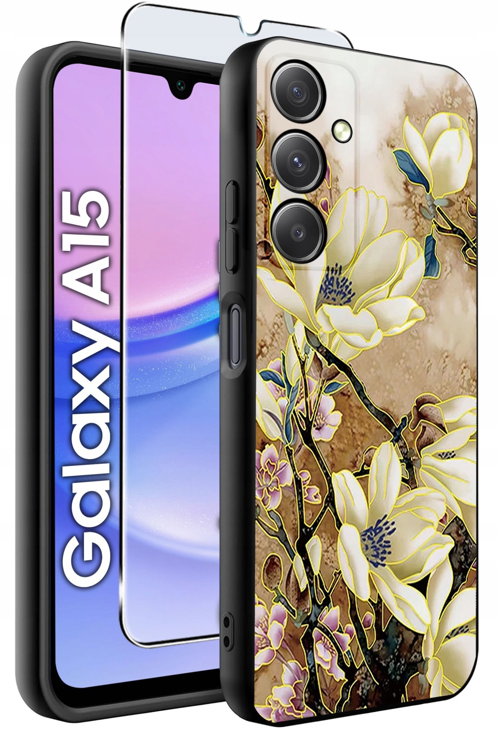 ETUI do Samsung A15 4G | 15 5G WZORY | SILIKONOWE MATT CASE + SZKŁO 9H