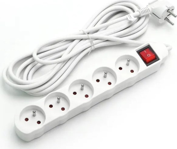 Aigostar Listwa zasilająca na 5 gniazd typu francuskiego z przełącznikiem 5 Listwa zasilająca na 5 gniazd typu francuskiego z przełącznikiem 5