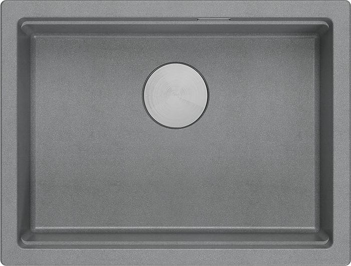 Zlewozmywak GraniteQ LOGAN 100 GraniteQ zlewozmywak silver stone 59,5x45,1x21,5 cm 1-komorowy podwieszany z syfonem manualnym stal szlachetna