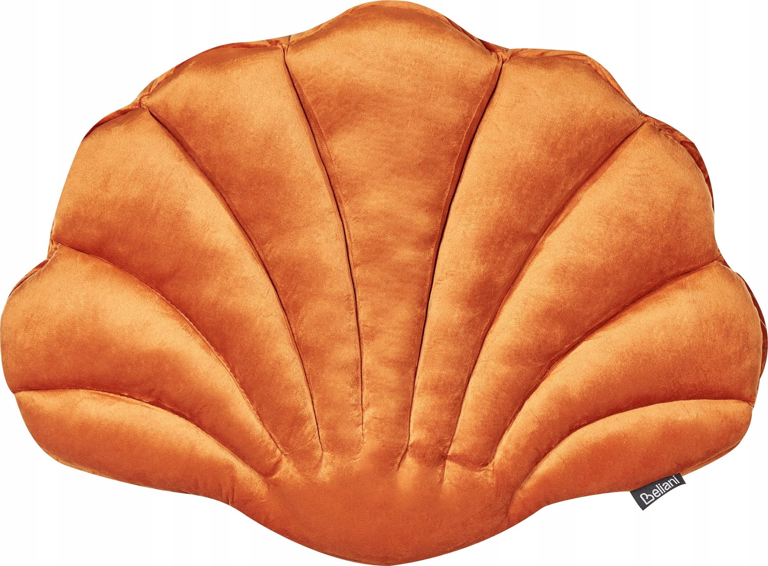 Beliani Poduszka dekoracyjna muszla welurowa 47 x 35 cm pomarańczowa CONSOLIDA