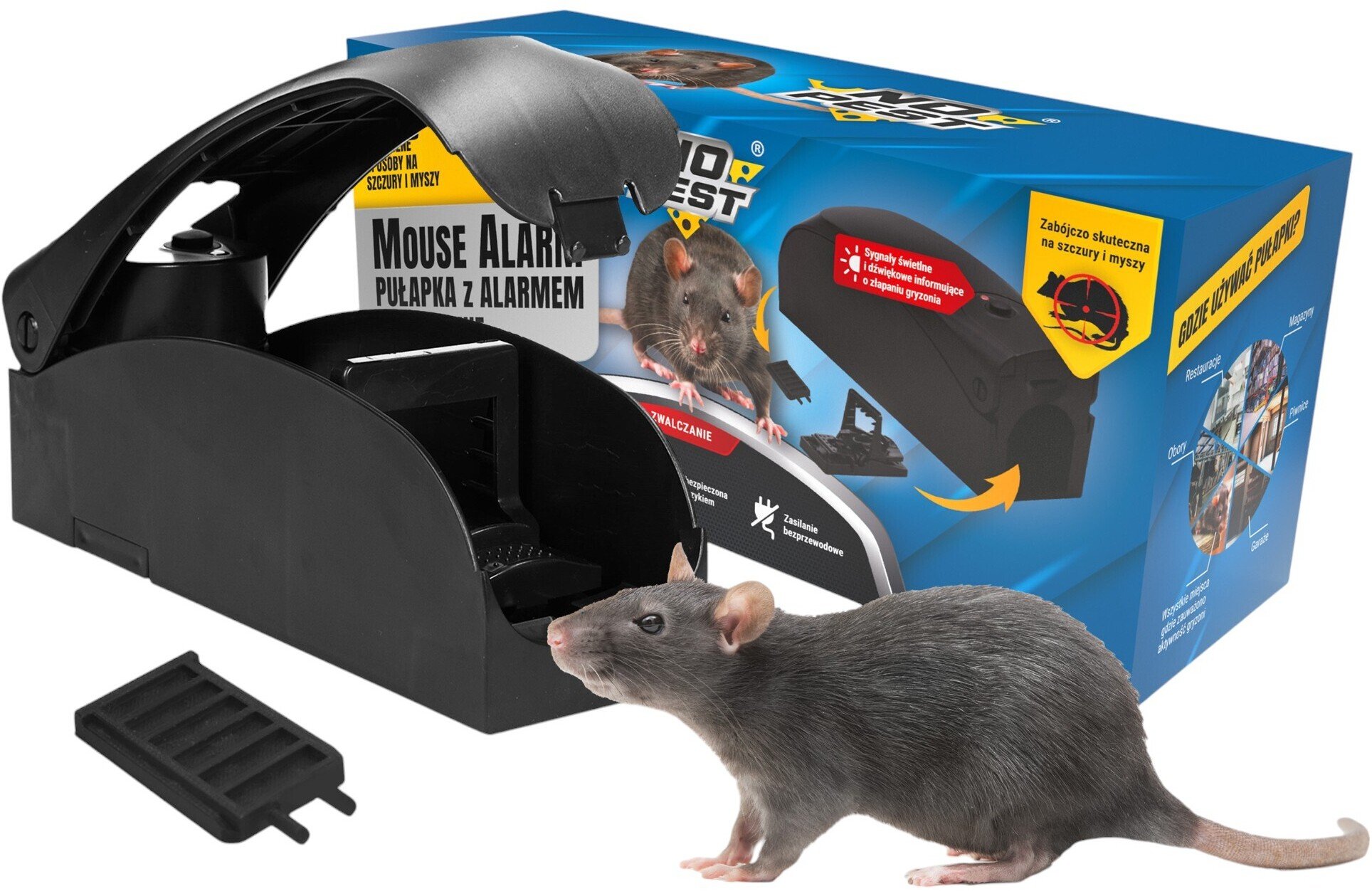 Elektryczna Pułapka na Myszy Gryzonie z Alarmem SX-5052 Łapka Myszołapka Rażąca Prądem Przeciw Myszom Gryzoniom