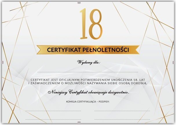 PREZENT na 18 Certyfikat Pełnoletności (+Antyrama)