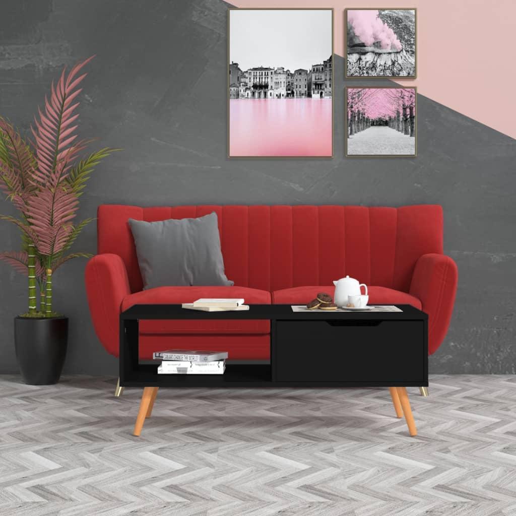 vidaXL Stolik kawowy, czarny, 100x49,5x43 cm, płyta wiórowa