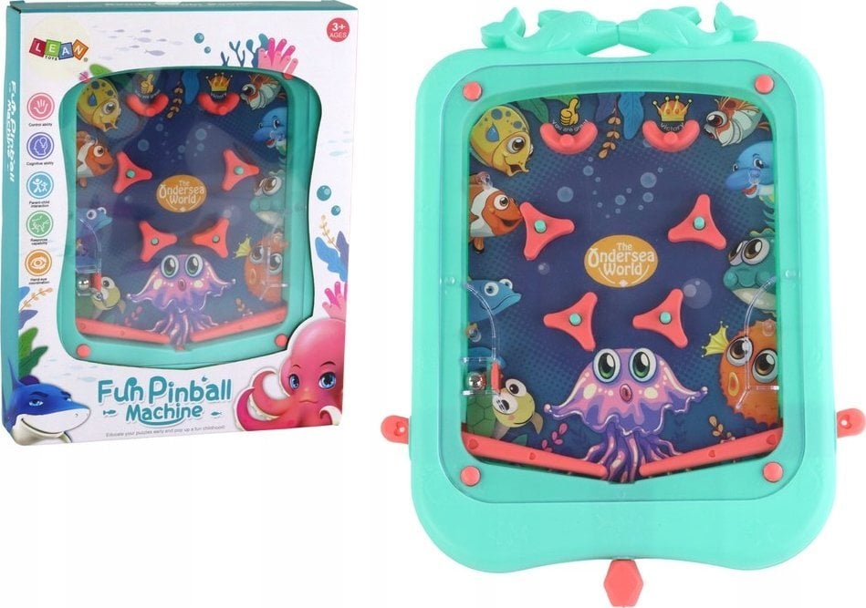 LeanToys Gra Zręcznościowa Mini Pinball Gra z Kulką Zielona
