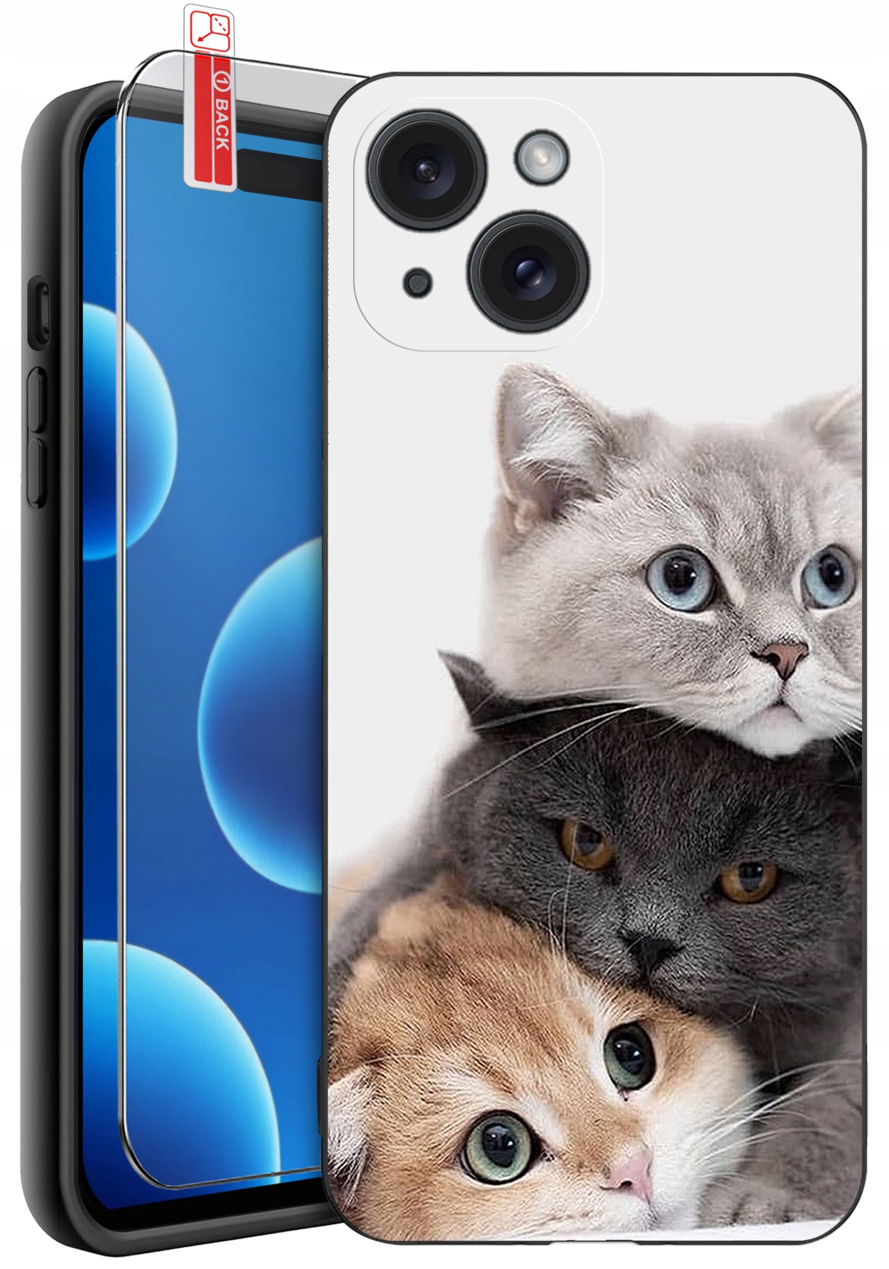 ETUI do iPhone 15 | WZORY | SILIKONOWE MATT CASE + SZKŁO 9H